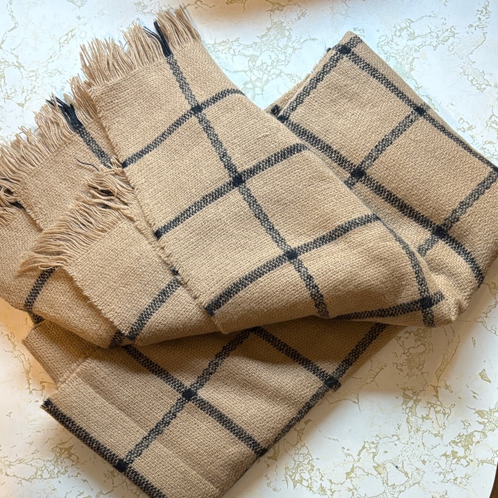 Aldo Tan and Black Checkered Scarf
